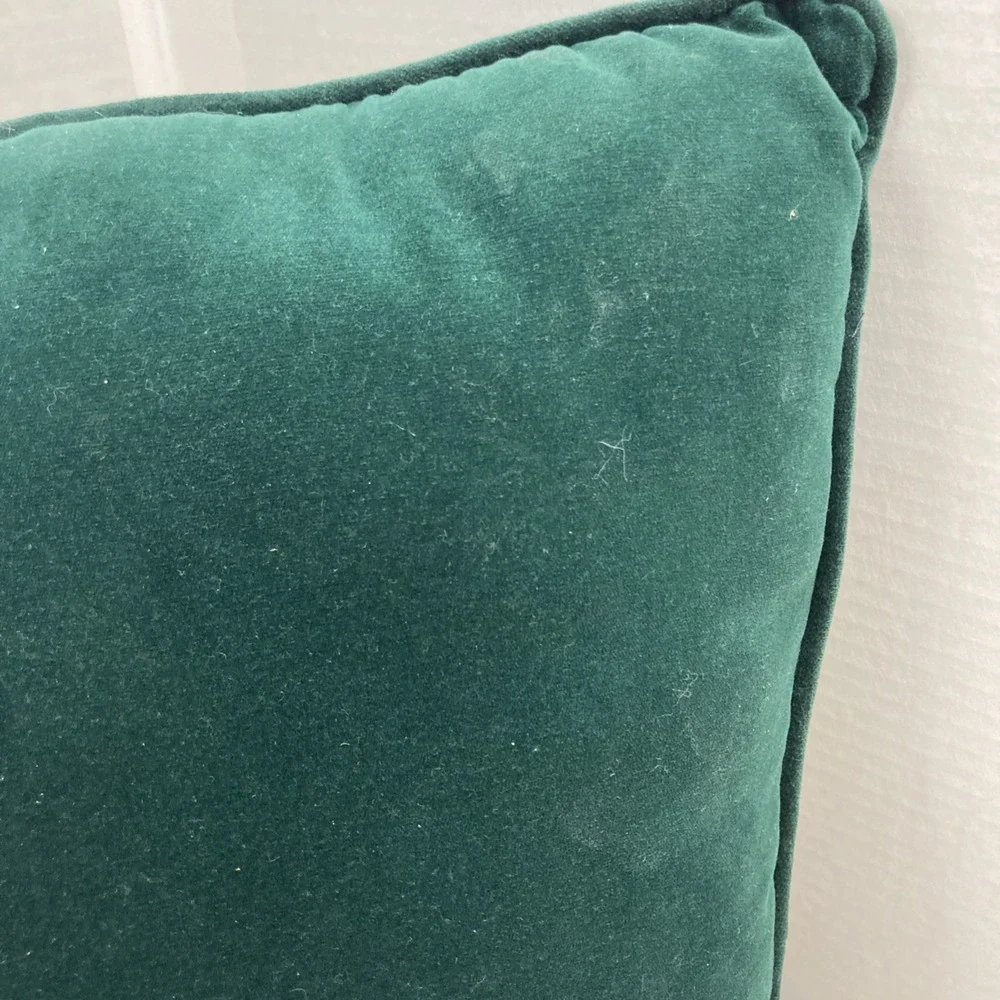 Vtg Velvet Green Embroidery & Ribbon Flowers‎ Christmas Wreath Pillow 15